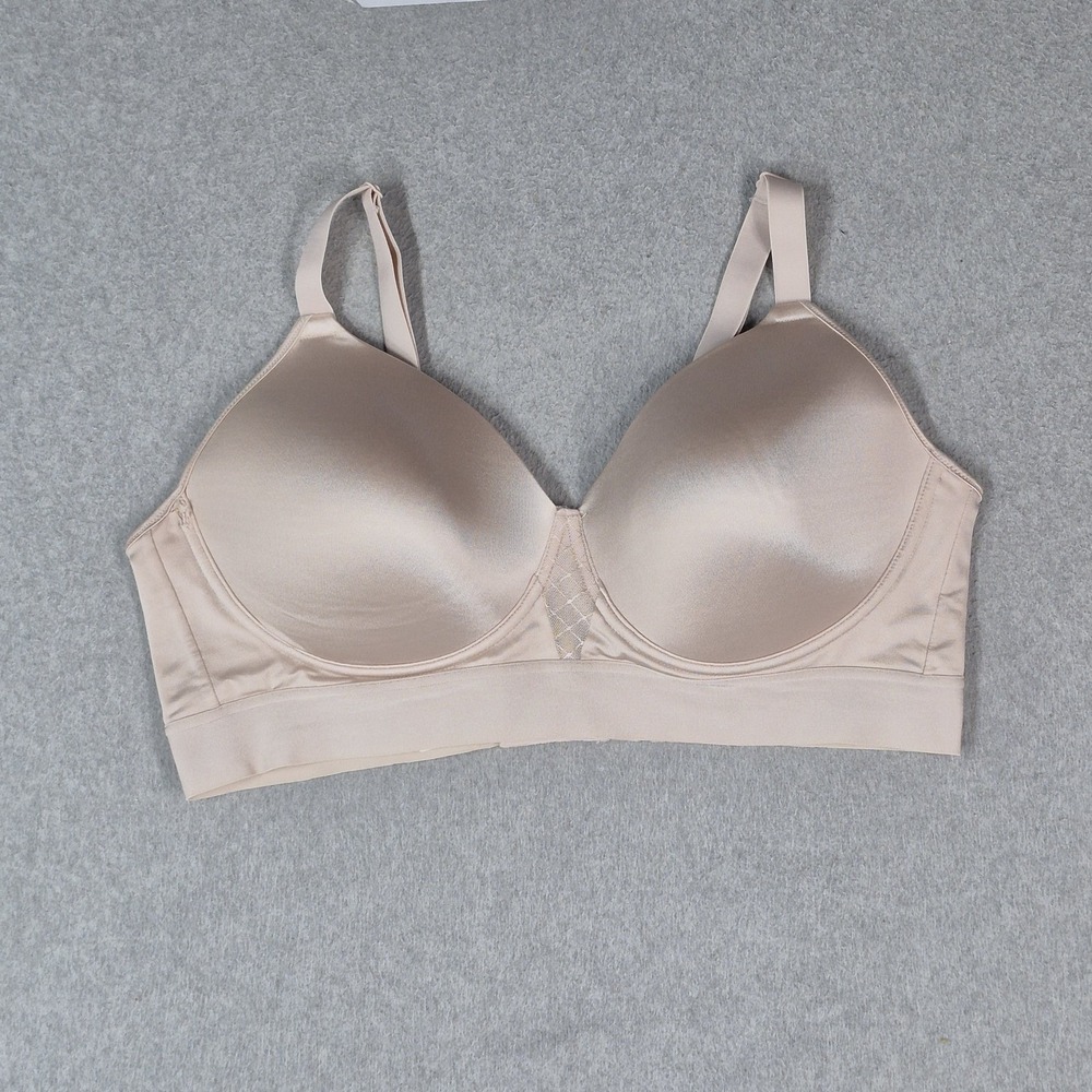 Bali Women Bra 42C Beige T Shirt Wireless Strap Adjustable Lightly Lined